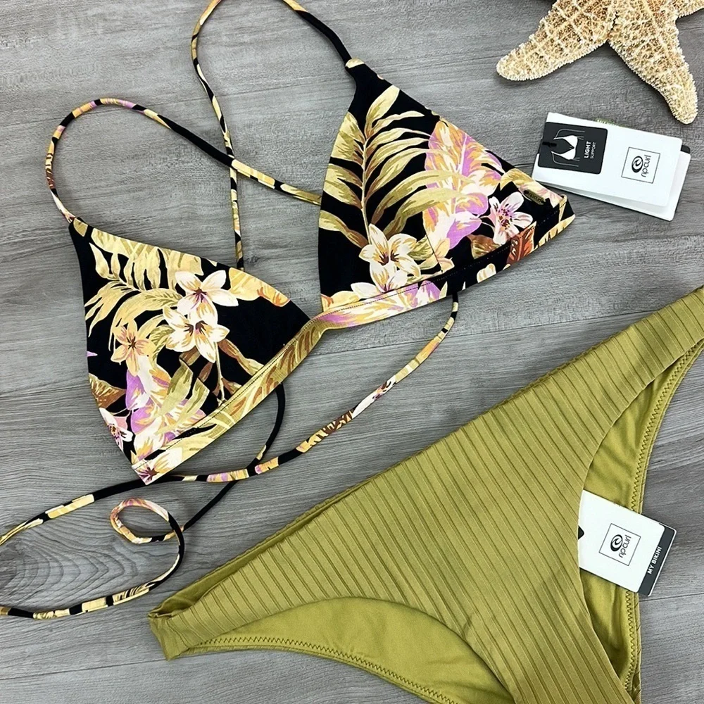 ☀️RIP CURL☀️ SUNDAY SWELL TRI PREMIUM SURF CHEEKY PANT BIKINI SET